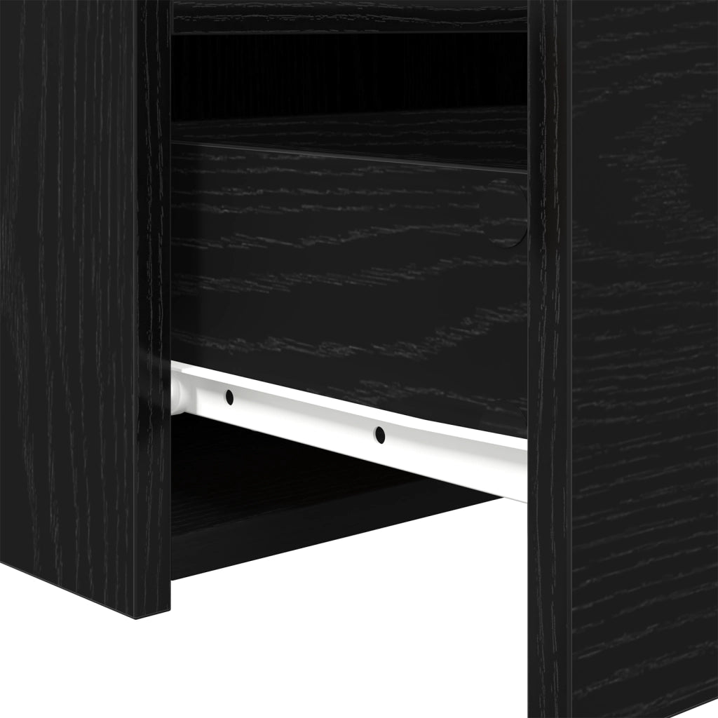 Comodino  con luci LED Rovere Nero 50x40x45 cm