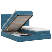 Letto ottomano con materasso 2 pz Blu Scuro Velluto 3457936