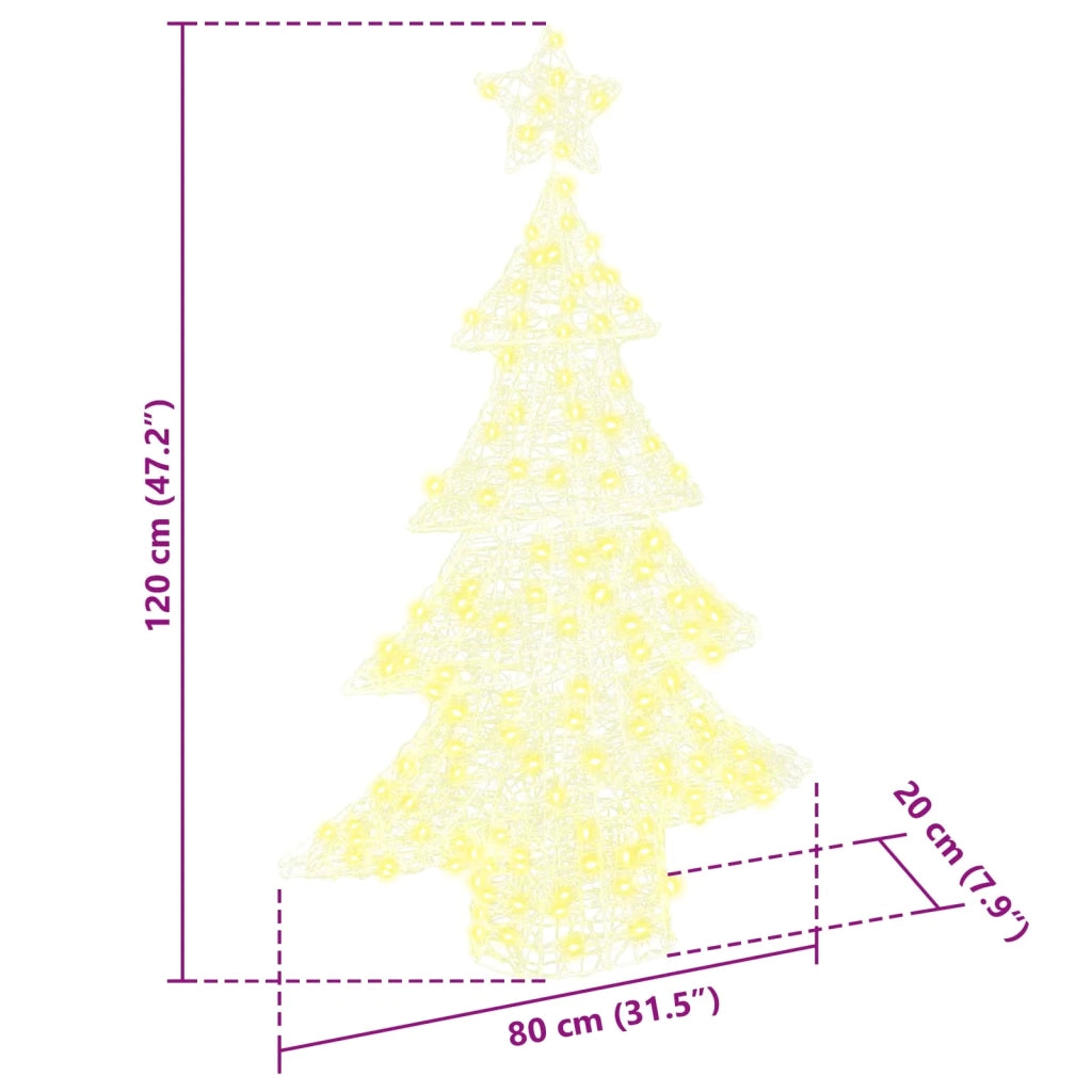 Albero di Natale | Decorazioni natalizie con 100 LED Bianco caldo 120 cm Acrilico