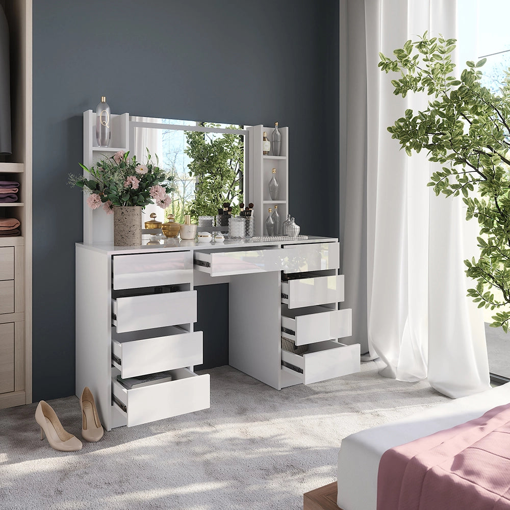 Vicco Tavolo da toeletta Bianco/bianco lucido 128.2 cm 4 parti