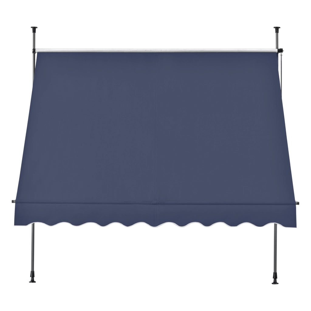 Tenda da Sole a Muro con Pali di Supporto Telescopici Parasole 400 x 120 cm (LxP) Blu Scuro pro.tec