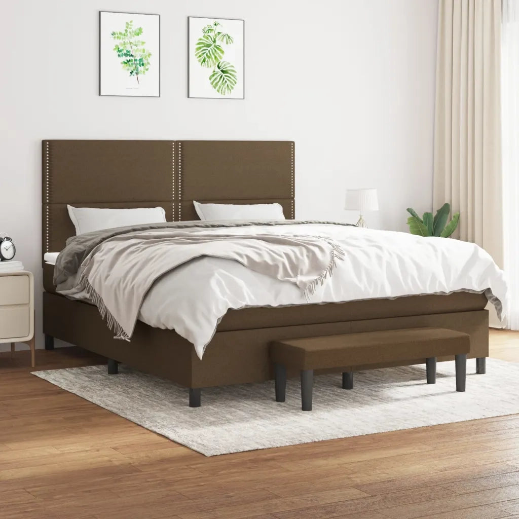 Giroletto a Molle con Materasso Marrone Scuro 180x200cm Tessuto cod mxl 41644