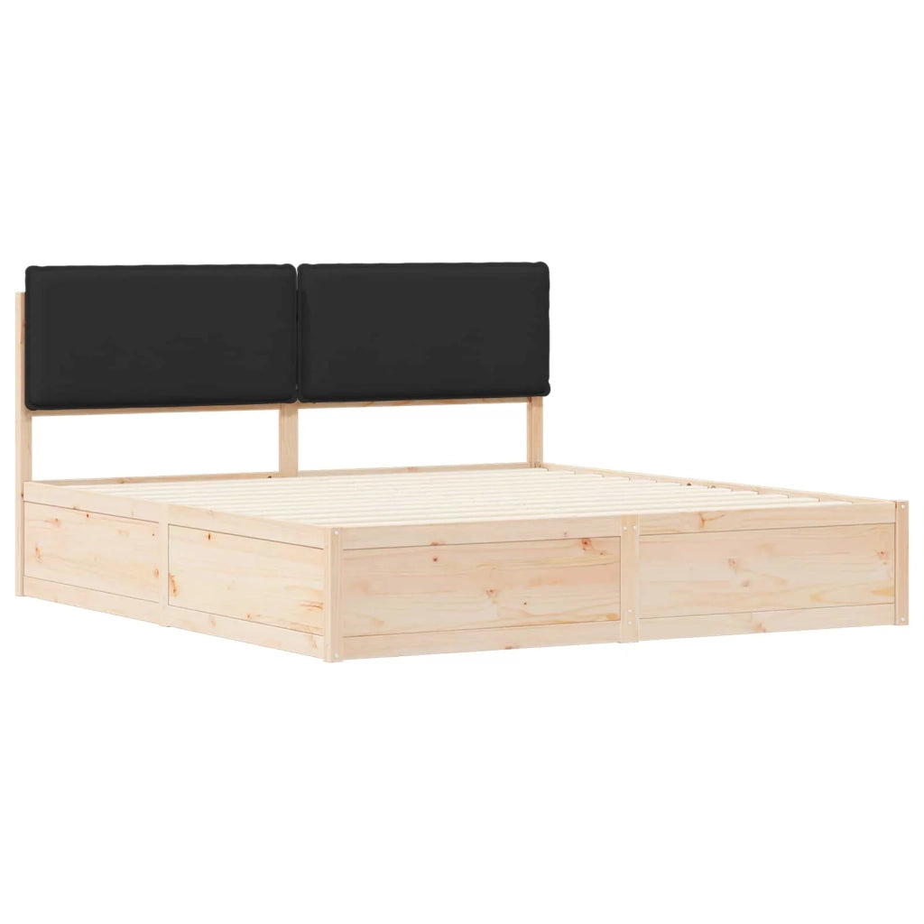 Letto con Testiera Rivestita Nero 180 x 200 cm Pino massello 3398111
