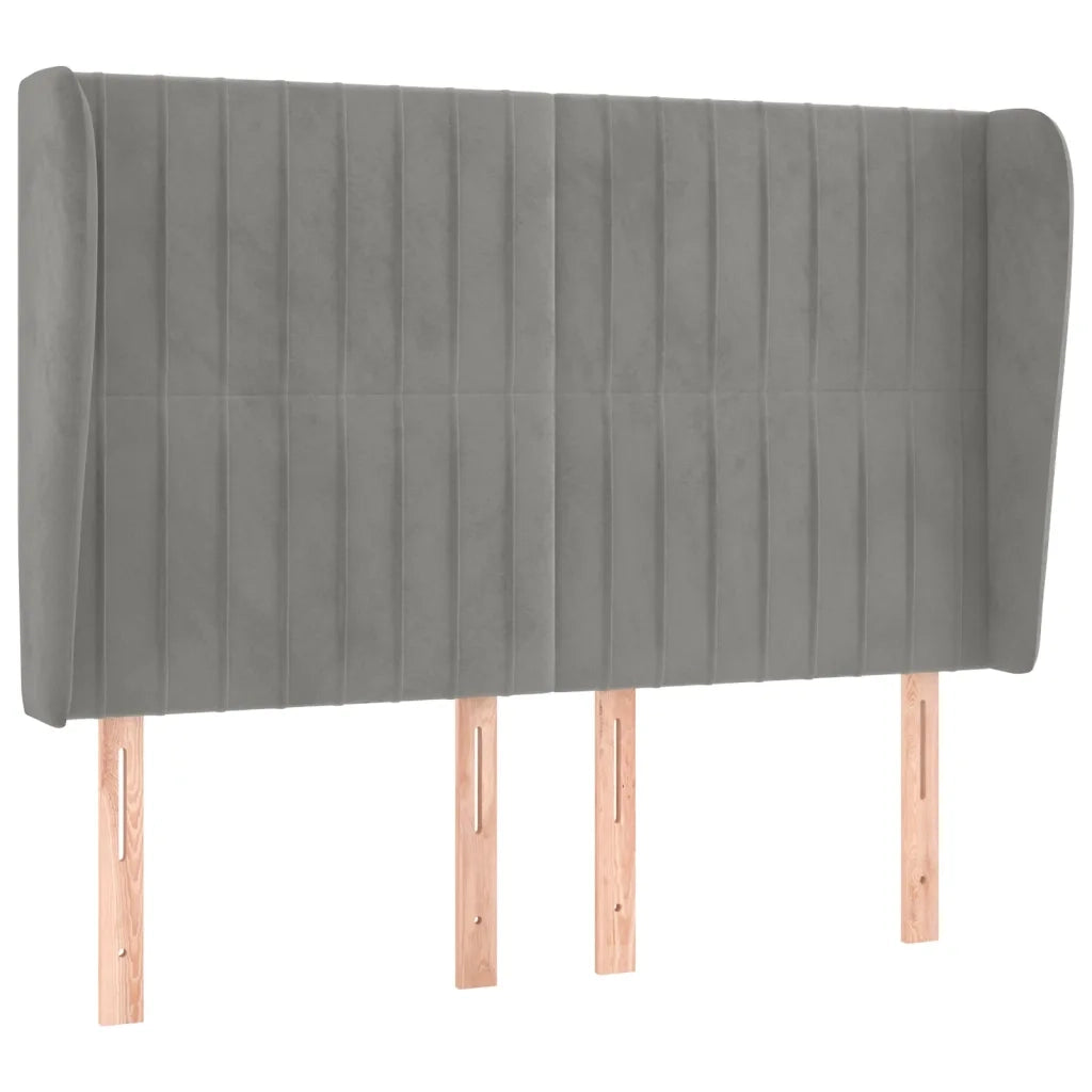 Testiera ad Orecchio-Testata con Orecchie Grigio Chiaro 147x23x118/128 cm in Velluto 731924