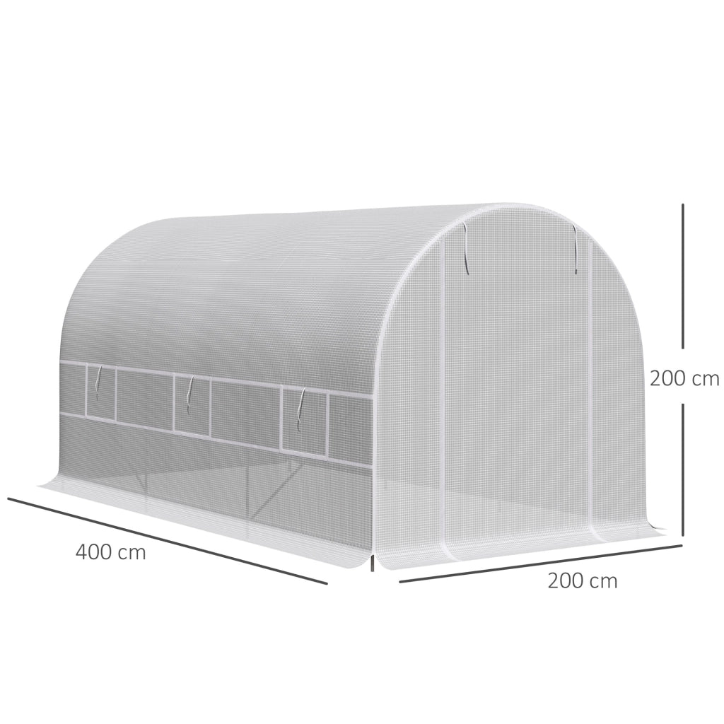 EasyComfort Serra da Giardino a Tunnel 4x2x2m con Struttura in Acciaio e Telo in Polietilene Bianco