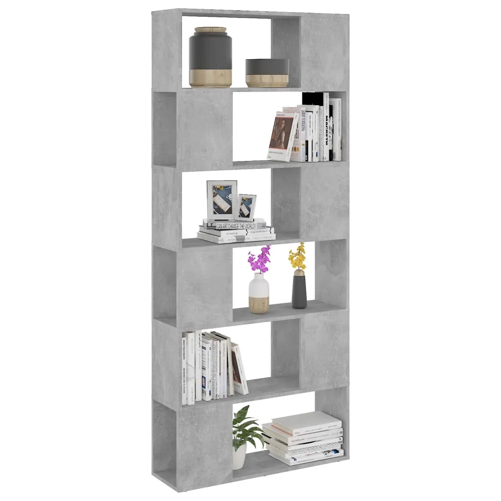 Libreria Divisorio-Scaffale per Libri-Mobile di Stoccaggio Grigio Cemento 80x24x186 cm in Truciolato