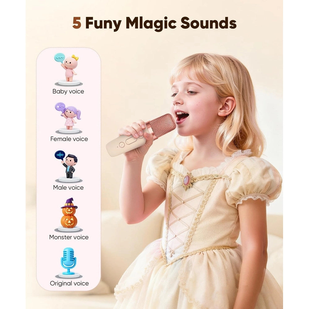 Trade Shop - Mini Cassa Bluetooth Portatile Con 2 Microfoni Wireless Karaoke Per Bambini Ragazze Regalo -