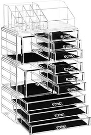 Organizzatore di Trucco XXL con Slot per Caricabatterie e Cestelli