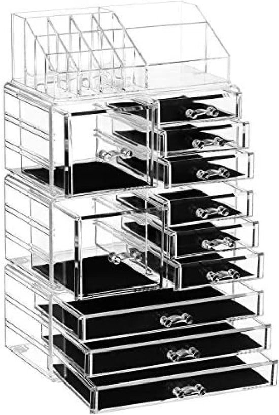 Organizzatore di Trucco XXL con Slot per Caricabatterie e Cestelli