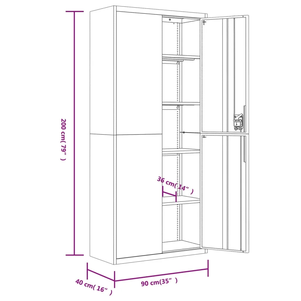 Armadio Classificatore Nero 90x40x200 cm in Acciaio 339762