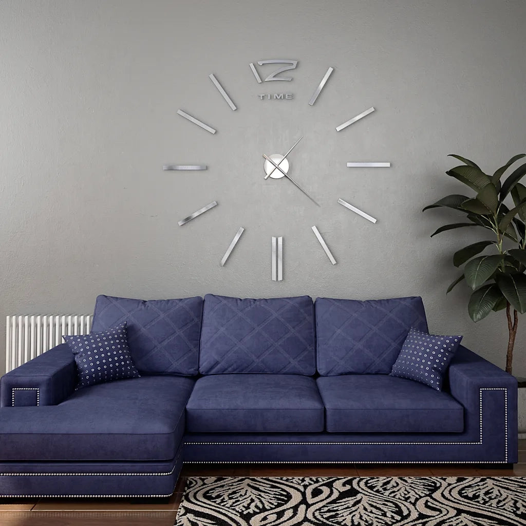 Orologio da Parete 3D in Stile Moderno 100cm XXL Argento 50637