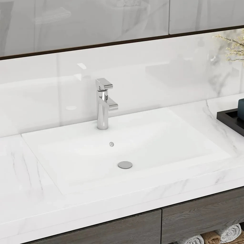 Lavandino con Foro Rubinetto Bianco Opaco 60x46 cm in Ceramica 147020