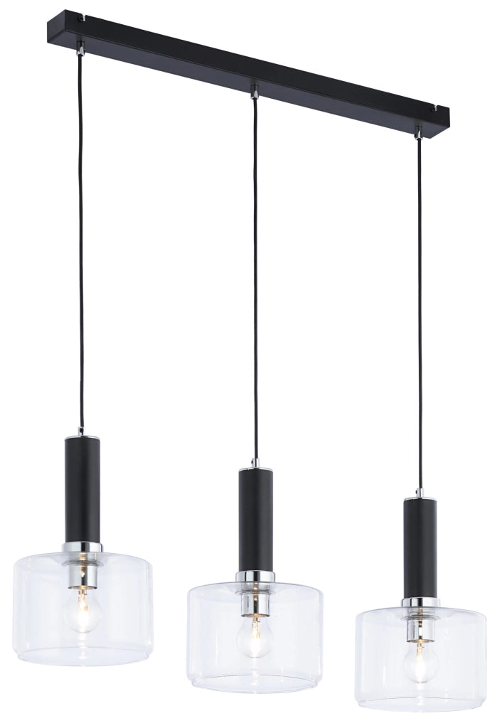 Lampada sospesa nera a barra 77cm 3xE27 VANES Jupiter
