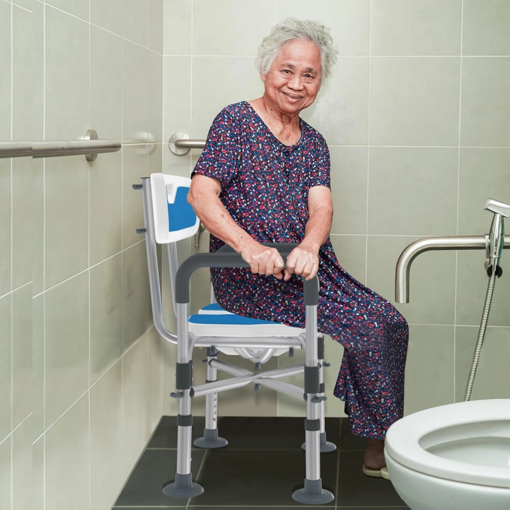 Sedia da doccia per anziani, regolabile in altezza, con design scanalato e telaio in alluminio incrociato, per bagno, vasca da bagno, fino a 200 kg, per doccia