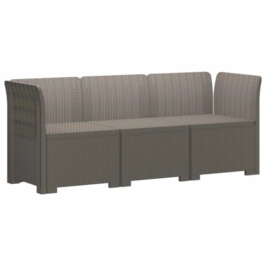 Divano da Giardino a 3 Posti in Aspetto Rattan PP Grigio Chiaro 3443817