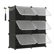 Scarpiera a 6 scomparti ripiano portaoggetti modulare scomparto 30 x 40 x 30 cm con anta struttura in acciaio pannelli in plastica nera 12_0007322