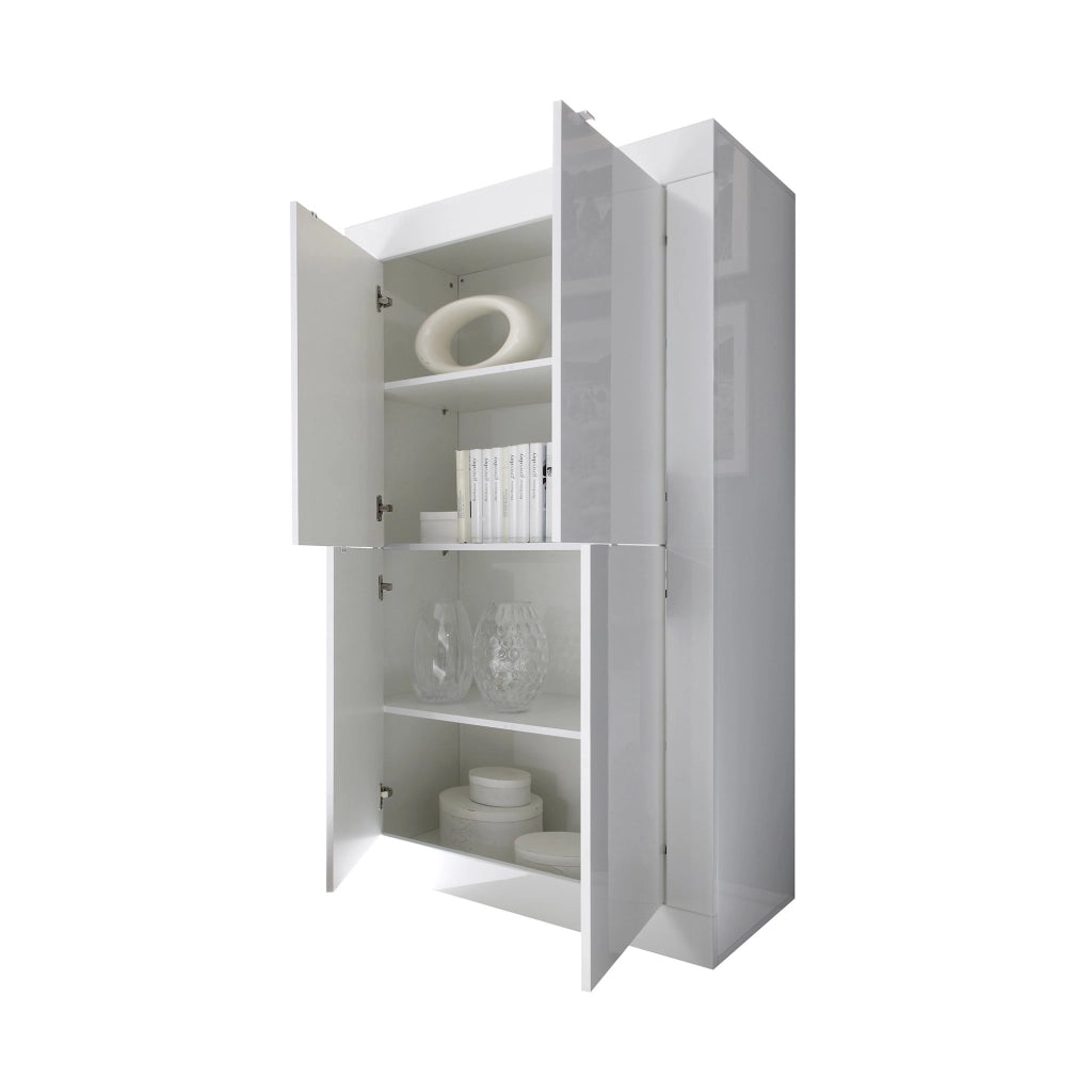 Madia Sampeyre, Credenza 3 Ripiani, 101.4x42x161.2h cm Bianco Lucido