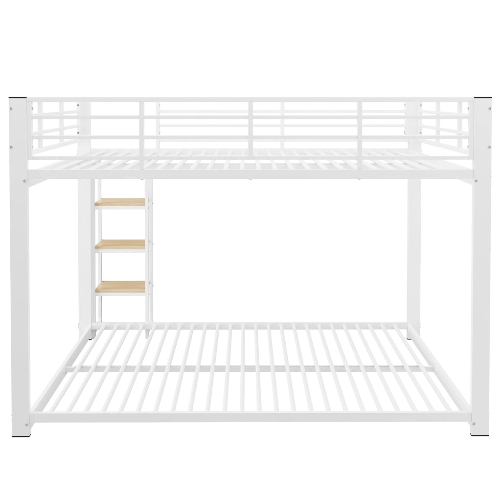 Letto a castello bianco 140x200 cm con scala in legno e struttura stabile