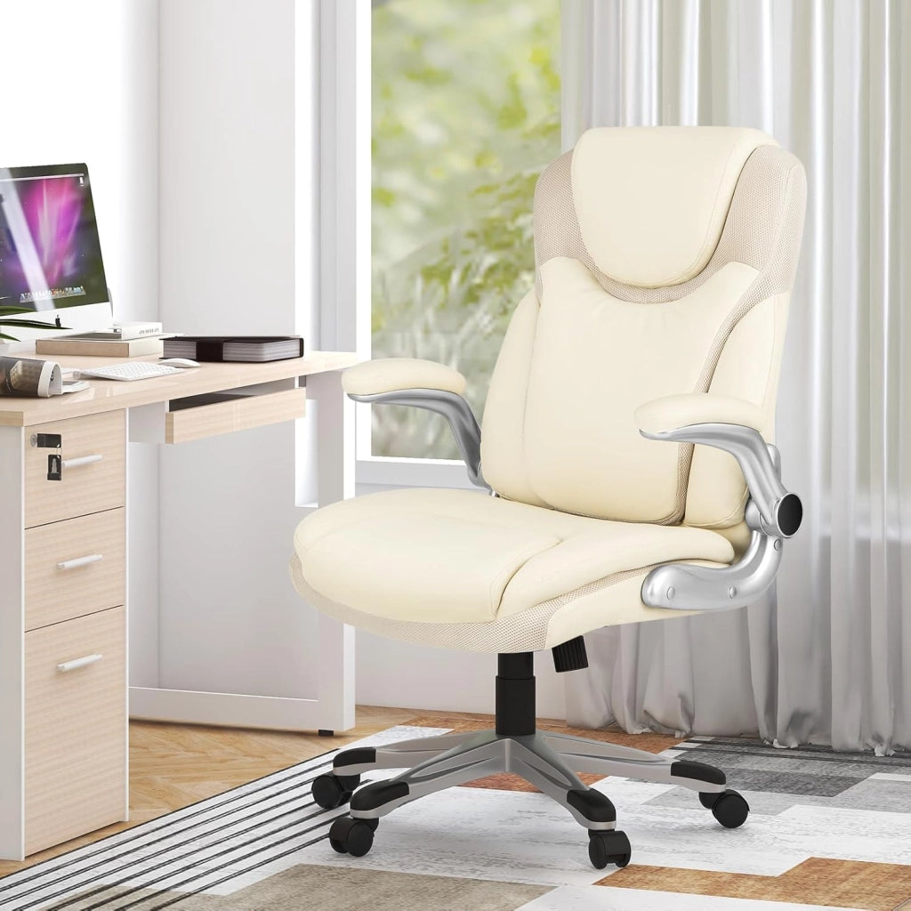 Sedia da ufficio ergonomica con altezza regolabile (49-59 cm), braccioli, schienale e funzione altalena, sedia per computer con rotella girevole a 360 gradi per casa e ufficio, FE43880ZKDE