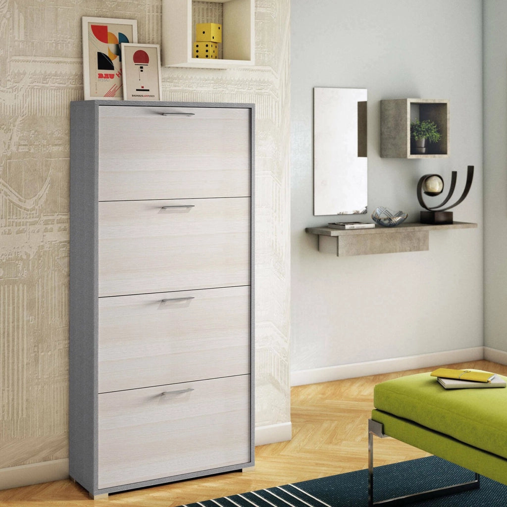 Mobile Portascarpe Adeindein, Scarpiera 24 Paia Made in Italy, 67x28x147h cm Marrone Larice