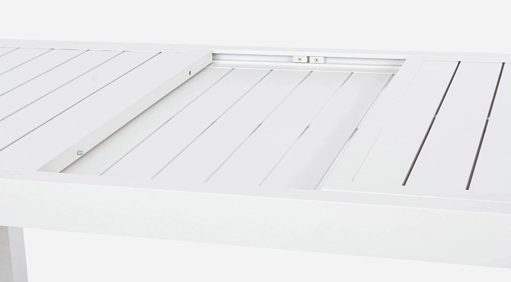 Tavolo da Giardino Allungabile 160/240x90x75 cm in Alluminio Hilde Bianco