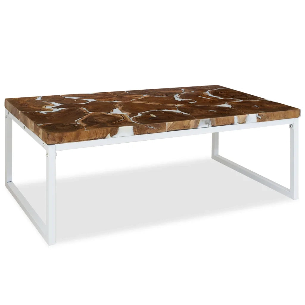 Tavolino da Salotto in Legno di Teak e Resina 110x60x40 cm 244553