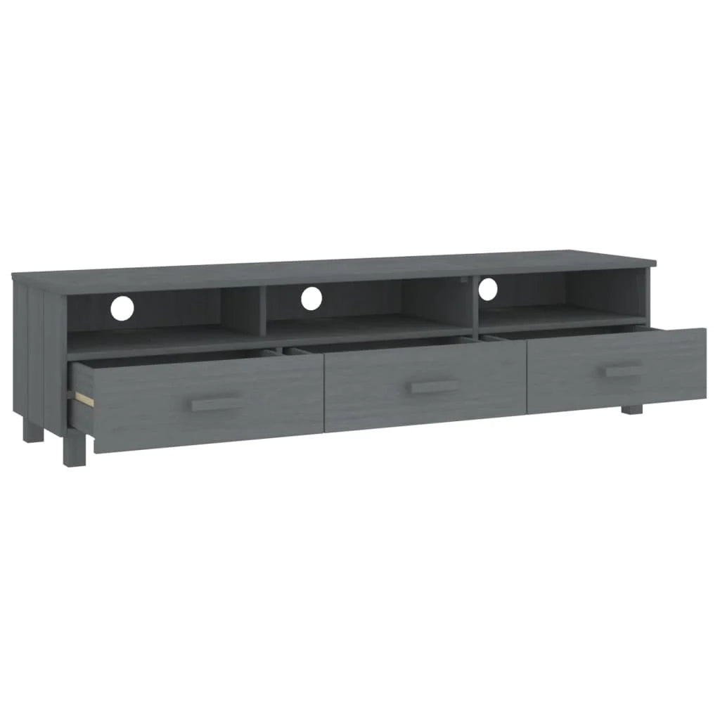 Mobile TV multimediale scaffale TV credenza mobile TV sala da pranzo soggiorno camera da letto HAMAR scuro 158 x 40 x 40 cm legno di pino massiccio grigio 02_0027634