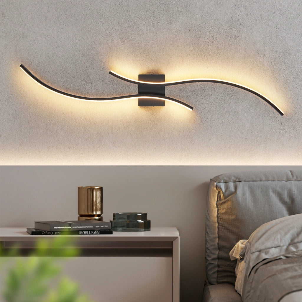 ZMH Applique a LED Nero 14w 100cm Bianco caldo 3000k per corridoio soggiorno camera da letto