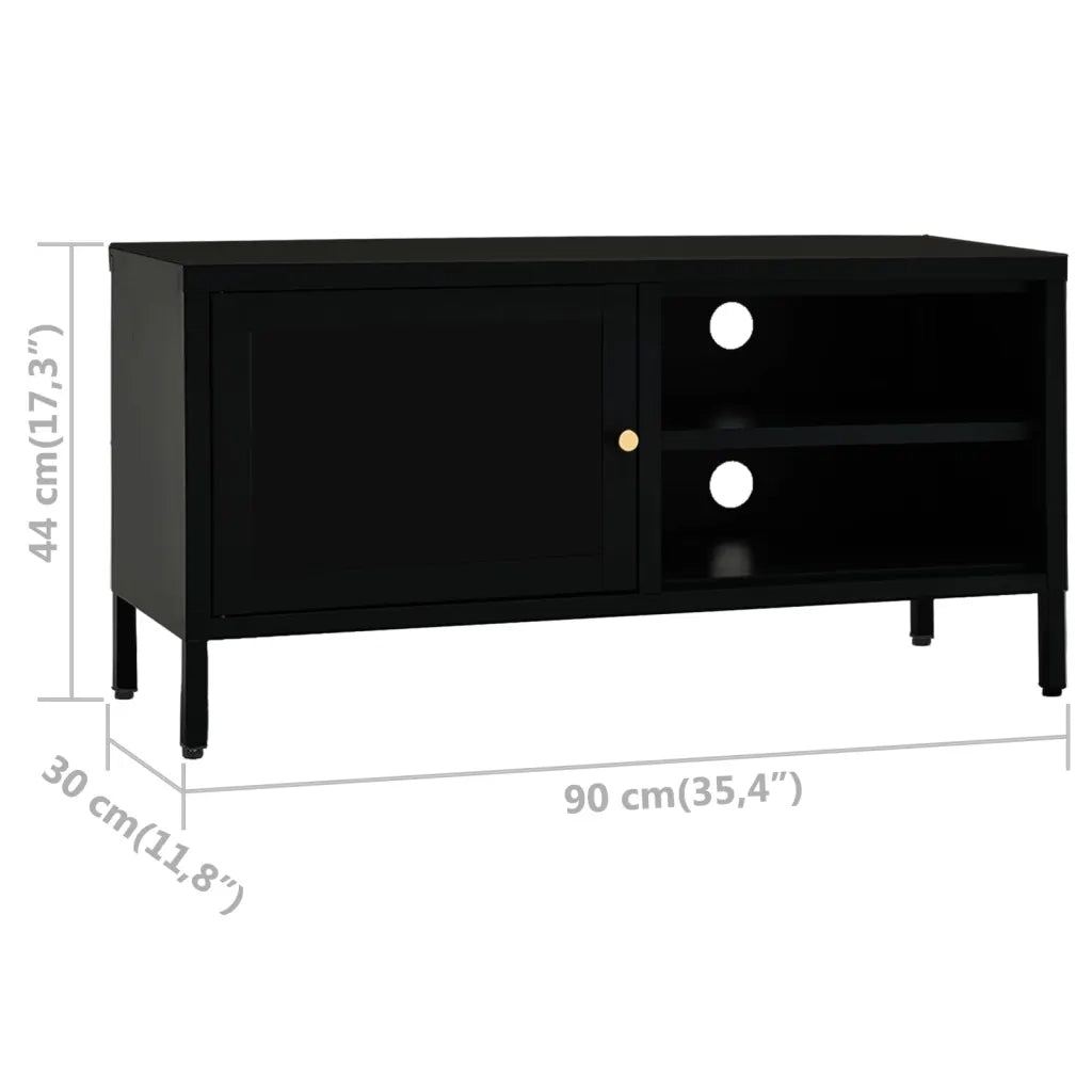 Mobile TV Nero 90x30x44 cm in Acciaio e Vetro cod mxl 65451