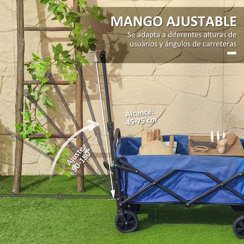 Carrello da Giardino Pieghevole con Ruote ¨C Zephmum ¨C Blu 64x42x27 cm