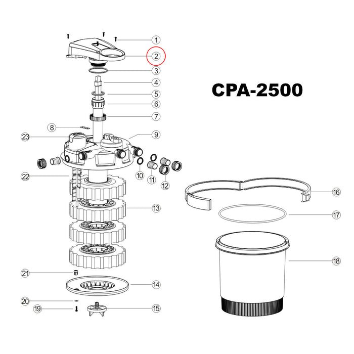 Pezzo di ricambio Filtro a pressione CPA-2500 unità UVC
