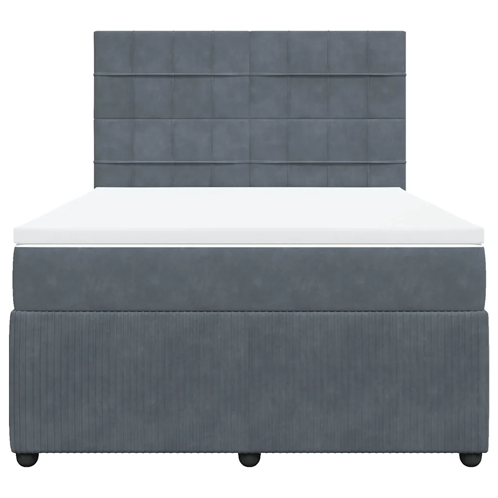 Giroletto a Molle con Materasso Grigio Scuro 140x190 cm Velluto 3294635