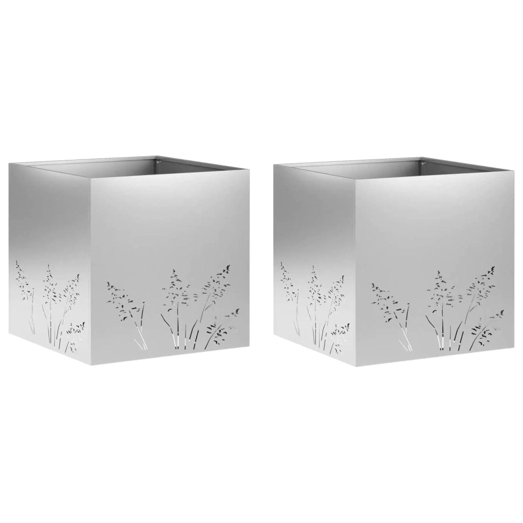 Vaso da giardino 2 pz Argento 50 x 50 x 49 cm Acciaio zincato 8005803