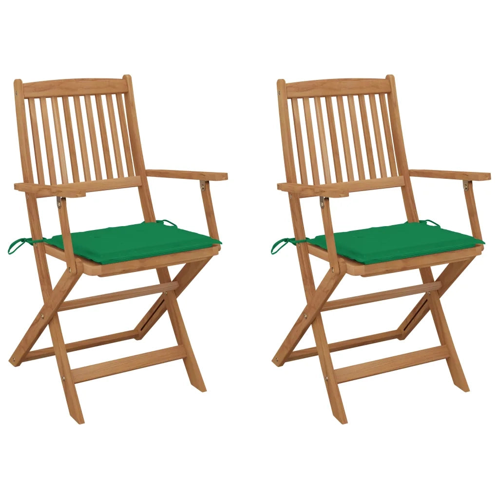 Sedie da Giardino Pieghevoli 2 pz con Cuscini Massello Acacia cod mxl 24008