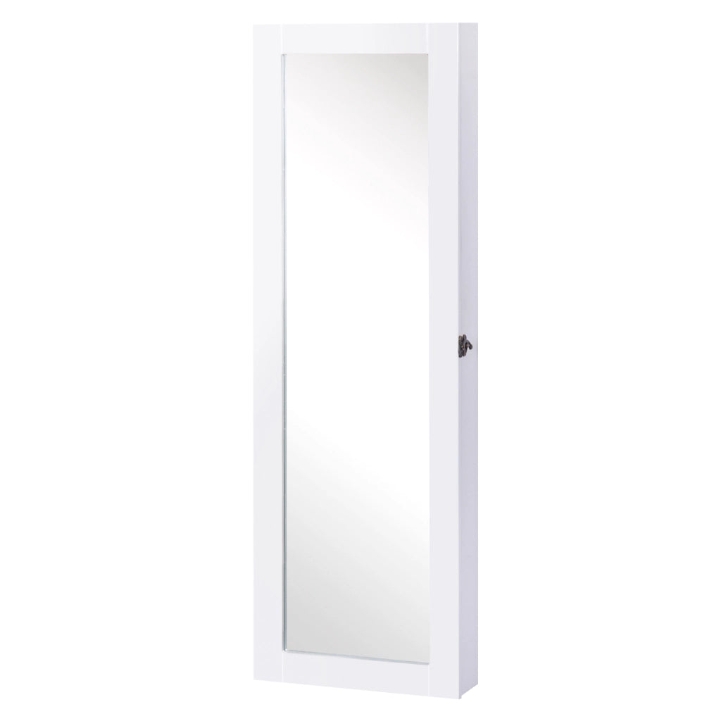 Armadio da Parete Organizzatore per Gioielli con Specchio ¨C Minimal ¨C 37x9,5x112 cm Bianco