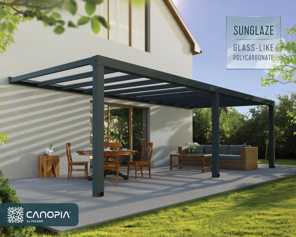 Pergola Addossata in Alluminio di Premium Stockholm 3.4X8 m Trasparente