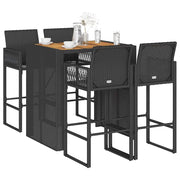 Set Bar da Giardino 5pz senza Cuscini Nero in Polyrattan Acacia 3328886