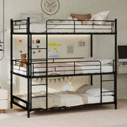 Letto a Castello Triplo con Scala e Ringhiera ¨C MINIMAL ¨C Legno, Senza Molle
