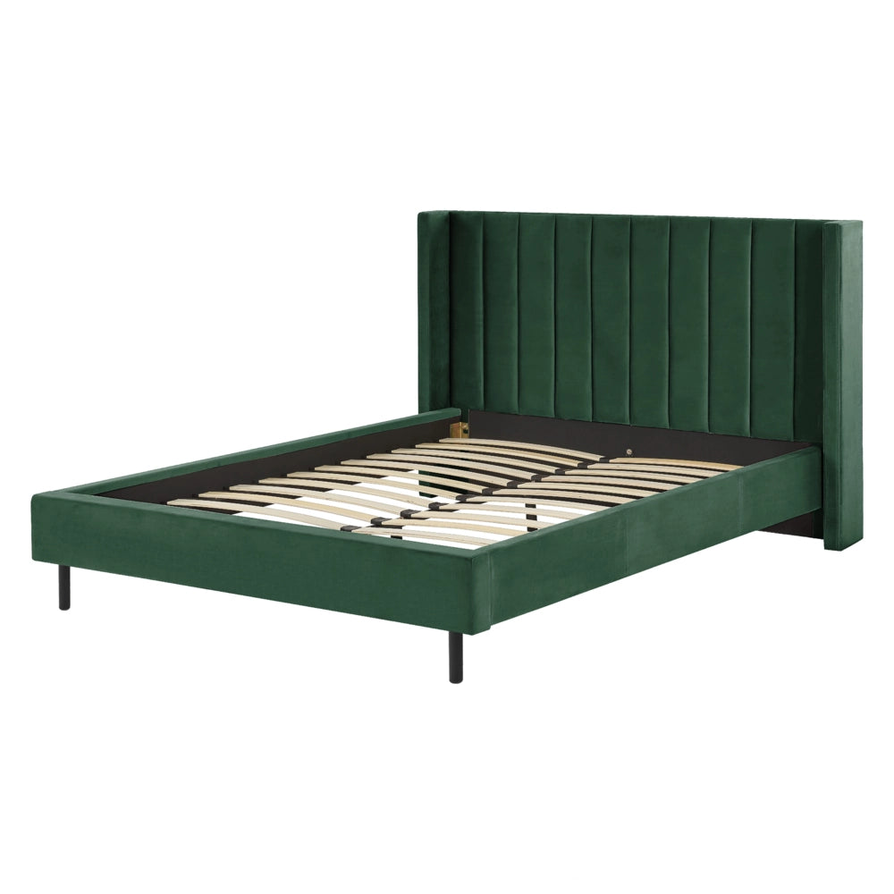 Letto matrimoniale 160 x 200 cm Rete a doghe in velluto verde scuro