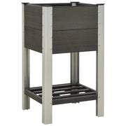 Aiuola rialzata fioriera con ripiano 50 x 50 x 90 cm WPC grigio 02_0001174