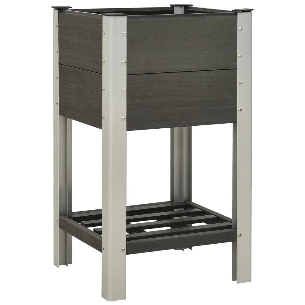 Aiuola rialzata fioriera con ripiano 50 x 50 x 90 cm WPC grigio 02_0001174