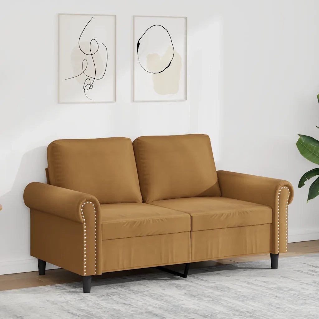 Divano | Divano da soggiorno | Sofa a 2 Posti marrone 120 cm in Velluto