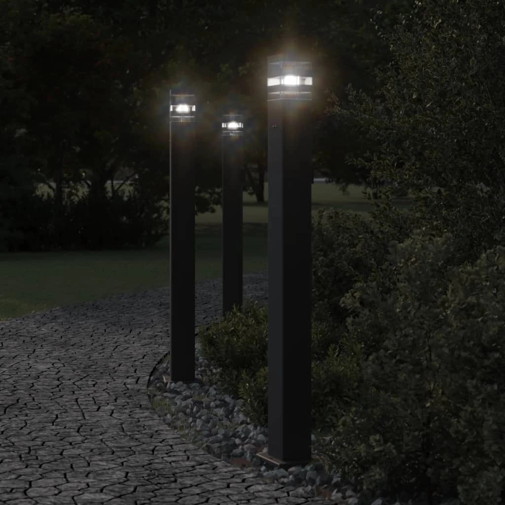Lampade da terra per esterni con presa 3 pezzi 110 cm alluminio nero 02_0042569