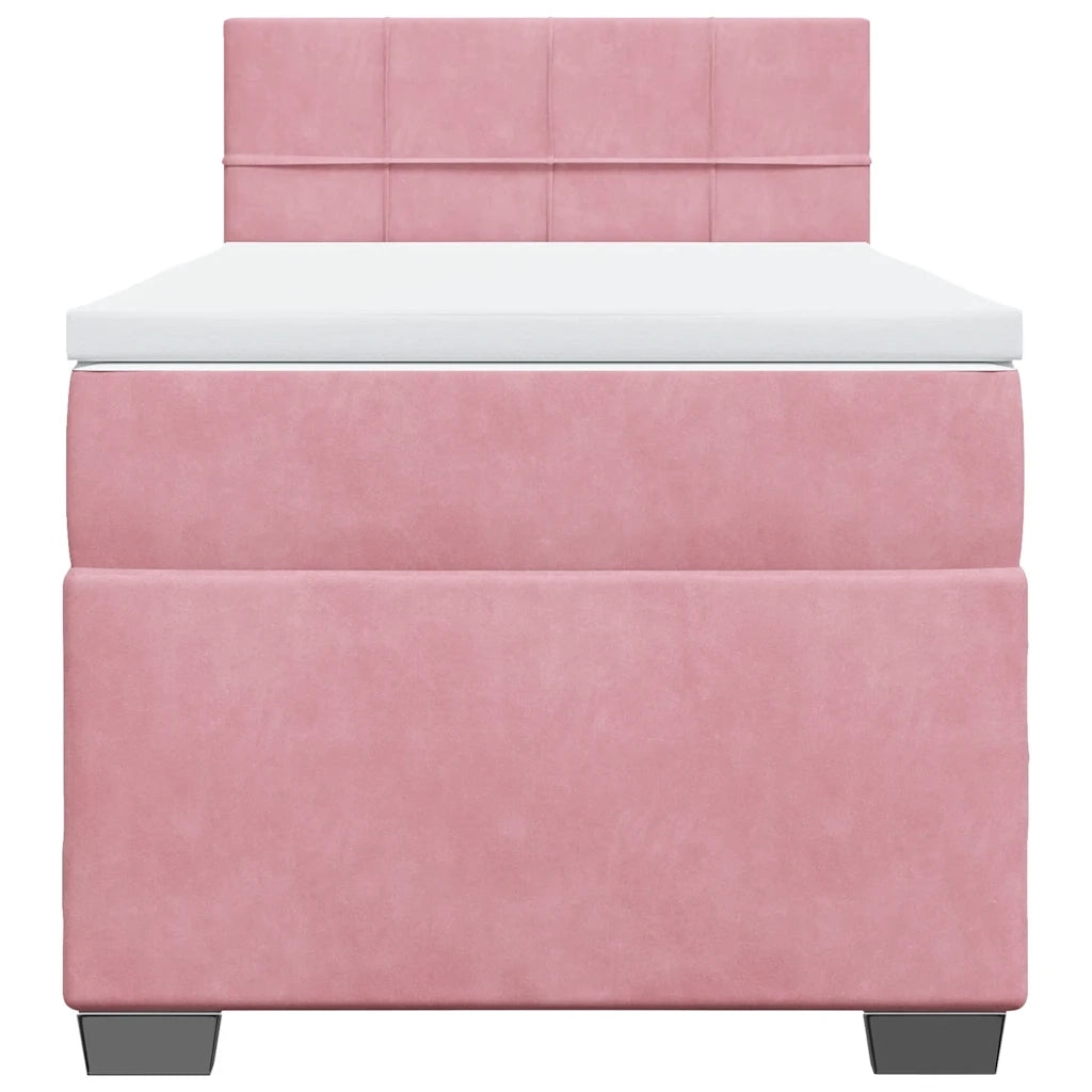 Giroletto a Molle con Materasso Rosa 90x190 cm in Velluto 3288503