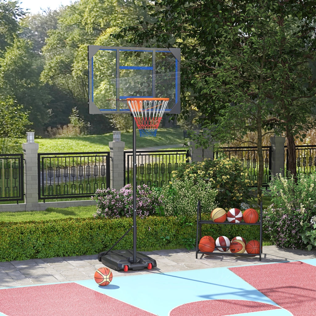 Canestro Basket Bambini Regolabile 210-260 cm con Ruote e Base ¨C zephmum ¨C Blu