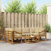 Set di divani da esterno con cuscino 7 pcs Naturale e Beige