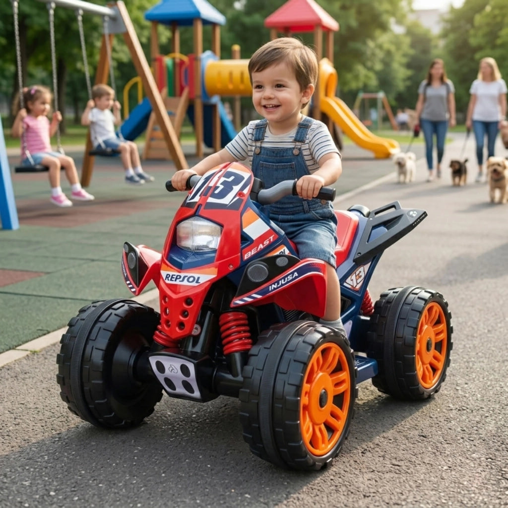Quad Elettrico per Bambini 12V The Beast Repsol Fino a 6 km/h Rosso e Blu