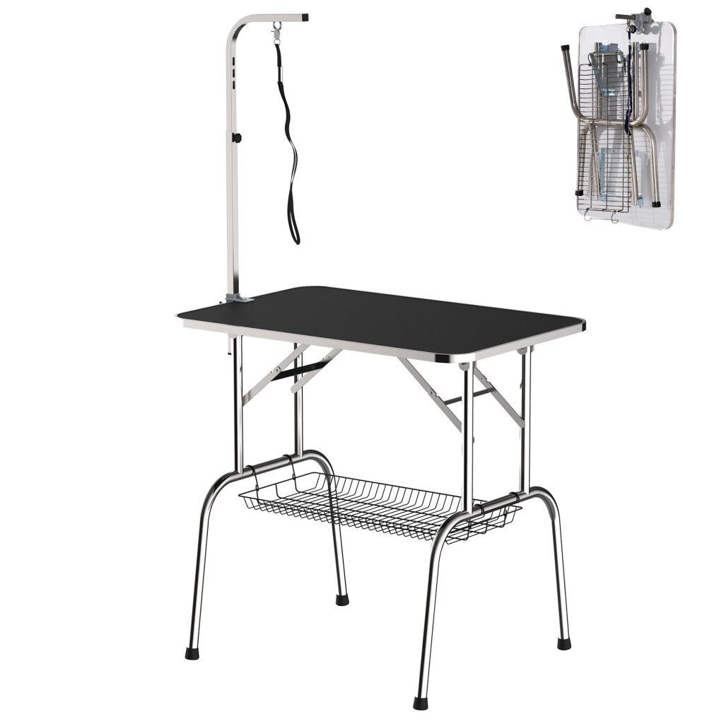 Tavolo da Toeletta per Cani Pieghevole ¨C Zephmum ¨C Nero, 90x60x75 cm