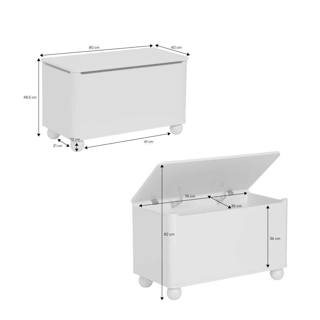 Baule per giocattoli per bambini decorazione legno laccato, beige