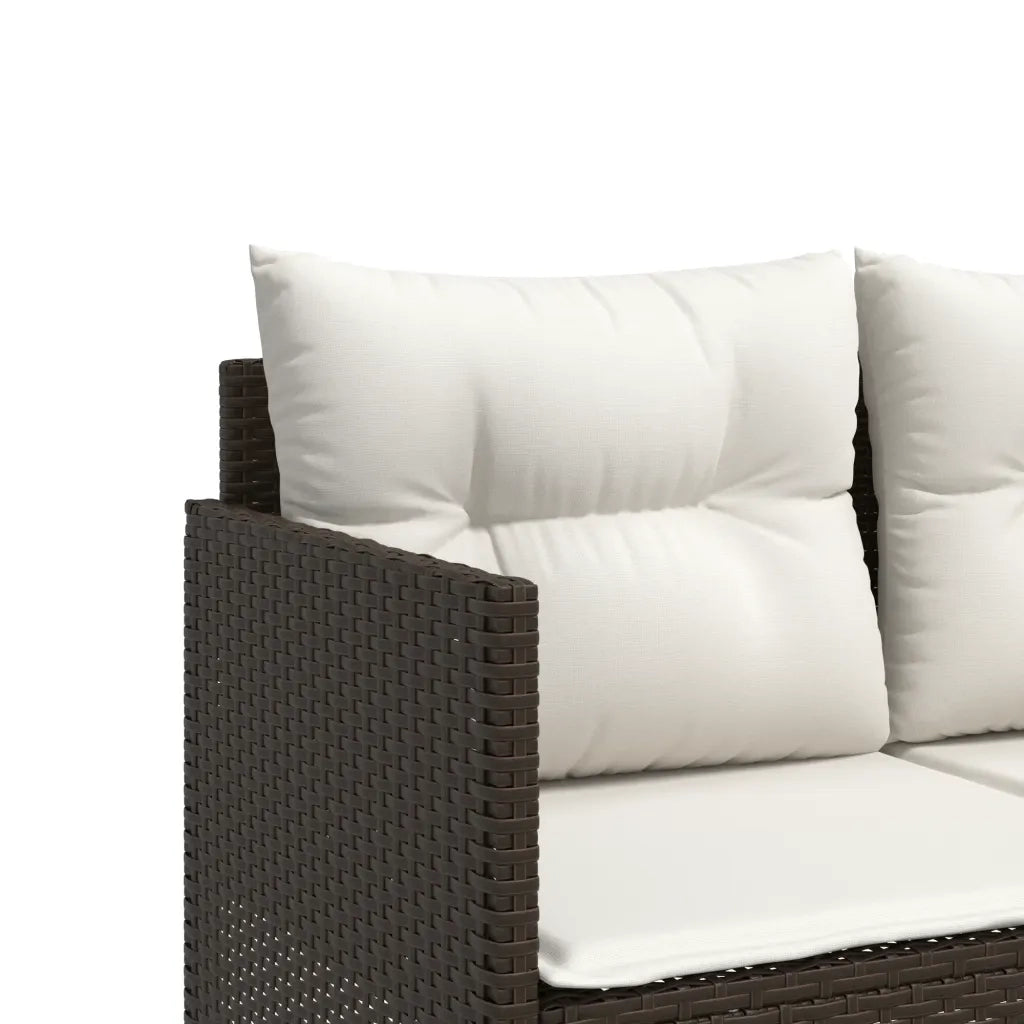 Set Divano da Giardino 5 pz | Set Salotto da Giardino con Cuscini Marrone in Polyrattan